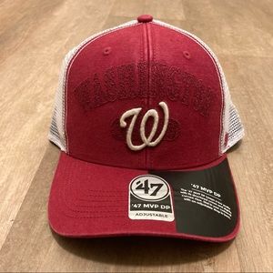 47 Brand Mens Washington Nationals Red MVP Adjustable Hat